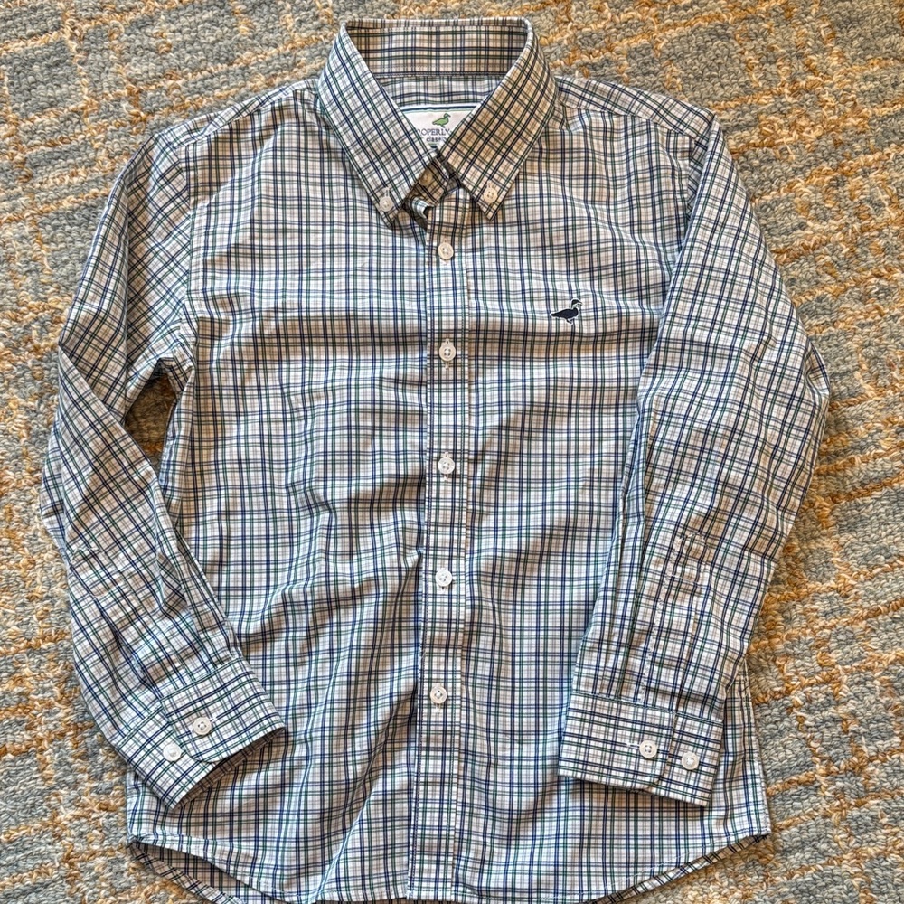EUC Properly Tied boys youth size 7 Blue Plaid Button-Down Shirt